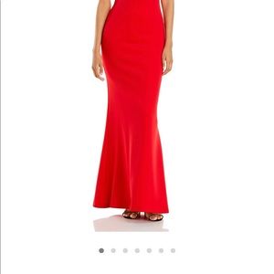 Aqua one shoulder gown. Red color. Size 8.
